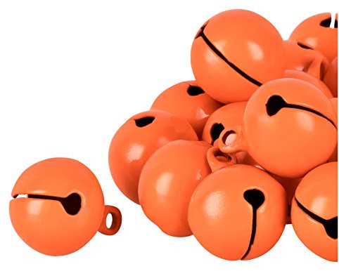 100 Laute Glöckchen Schellen - ca. 17x13 mm - Aus Kupfer - mit Öse - Kleenes Traumhandel® (Pastell Orange)