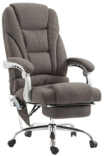 CLP Bürostuhl Pacific Stoff I Höhenverstellbar I Massage-Funktion I Fußablage, Farbe:dunkelgrau