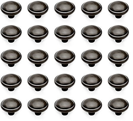 Emuca 9160014 Bouton pour meuble, Ø32mm, zamak, noir, Set de 25 pièces