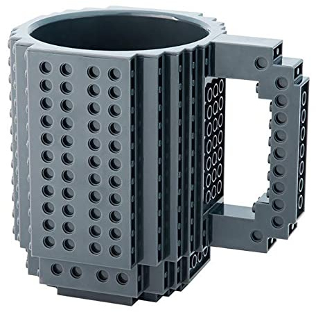 Gifts UK® DIY Creative Puzzle Building Brick Mug Build On Blocks Coffee Tea Cup Gift *UK Stock* (Grey)