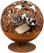 Esschert Design Feuerball in Blumen Optik, Laser Cut, 58 x 57 x 66 cm, Rost-Optik, aus Stahl, runde Gartendekoration, Feuerstelle mit Fuß