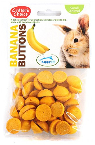 HAPPYPET Critter's Choice Banana Buttons 40g Small Animal Treat Reward | Banana button treats for small animals – tasty reward for rabbits, guinea pigs & hamsters