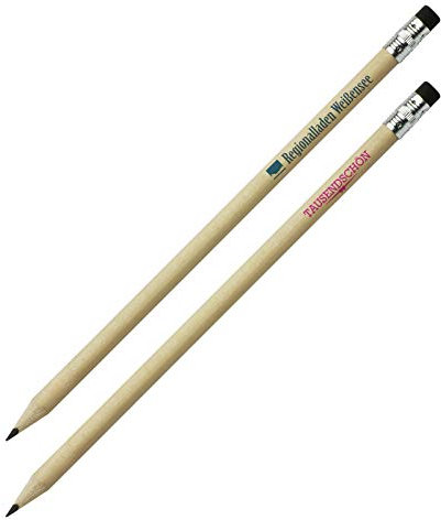 Druckspezialist 200 Stück Bleistift mit Radiergummi STUDENT Holz mit Druck Werbung Logo bedrucken