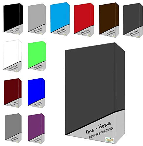 one-home Microfaser Spannbettlaken Spannbetttuch Bettlaken Betttuch mit Rundumgummi, Farbe:Anthrazit, Maße:90x200 cm - 100x200 cm