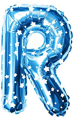 Oblique Unique® Folien Luftballon alle Buchstaben Alphabet ABC Herz Stern in Blau mit weißen Sternen für Kinder Geburtstag JGA Baby Shower Party Deko Folienballon - wählbar (Buchstabe R)