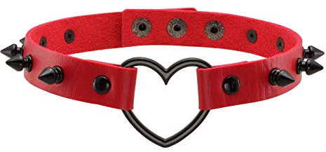 MILAKOO Love Heart Rotes PU-Lederhalsband Schwarzes Halsband mit schwarzen mit Akzent