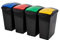 Addis Recycling 40 Litre Set of 4 Waste Utility Plastic Bins Interlocking Clips, Lift, Yellow & Green, Black Colour Coded Lids Red, Blue, Yellow, Green, 4 x 40
