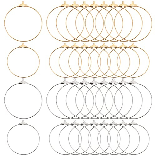 TOAOB 40 Stück 40mm 30mm Rund Ohrring Hoop Metall Ohrring Perlen Creolen Platin Ton K Gold für Schmuckherstellung