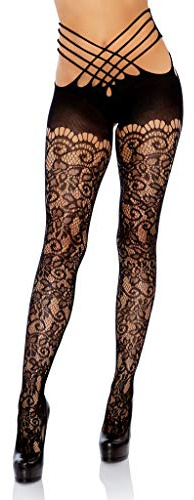 Leg Avenue Damen Strapsstrümpfe-991522001 Strumpfhose, blackout, Black, One Size