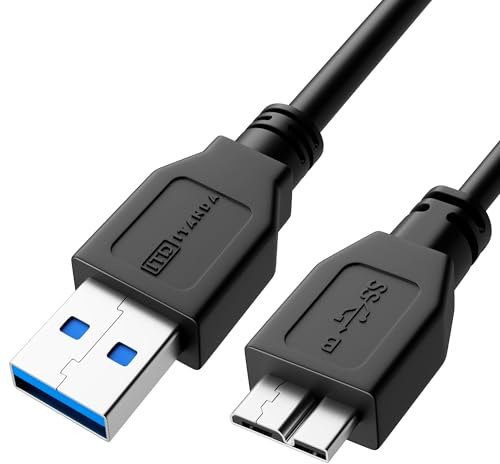 Micro USB 3.0 Cable, External Hard Drive Cable USB 3.0 A to Micro B Cable Compatible with Samsung Galaxy S5, Note 3, Note Pro 12.2, WD Western Digital, Toshiba, Seagate Hard Drives and More (15FT)