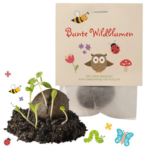 Ideenverlag HAMBURG 10x Blumenwiesen Samenbomben Kindergeburtstag/Waldtiere Mitgebsel Waldtieregeburtstag/Geschenke/Samenbomben Mitbringsel/Saatbomben Kinder