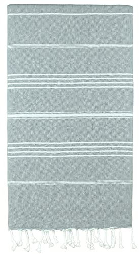 AYSIBOO Strandtuch aus 100% Baumwolle 180 x 95 cm I tradionelles Hamamtuch I Saunatuch I Ideal f?r Sauna Strand Fitness Yoga Sport Hamam I Pestemal Fouta Towel - grau