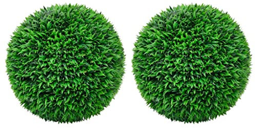 vidaXL 2X Buchsbaumkugel Künstlich Dekopflanze Buchskugel Kunstpflanze Buchsbaumkugeln Kunstbaum Zimmerpflanze Grünpflanze Deko 55cm