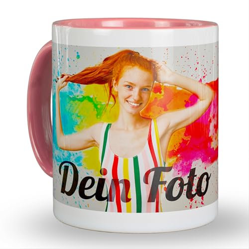 Your Gravur- Tasse mit Foto - Fototasse mit eigenem Bild & Text - Rosa - Fototasse als Geschenkidee - Tasse selbst gestalten mit eigenem Foto - Foto Becher