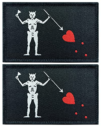 JBCD 2 Stück Blackbeard Flaggenaufnäher Pirat Edward Teach Flags Tactical Patch Pride Flag Patch für Kleidung Hut Patch Team Military Patch