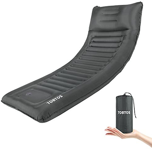 TOBTOS Selbstaufblasende Camping-Isomatte mit Kissen, Dicke 15,2 cm Ultraleichte Isomatte mit eingebauter Pumpe, Leichte Isomatte für Camping, Rucksackreisen, Wandern, Zelt (Grau)