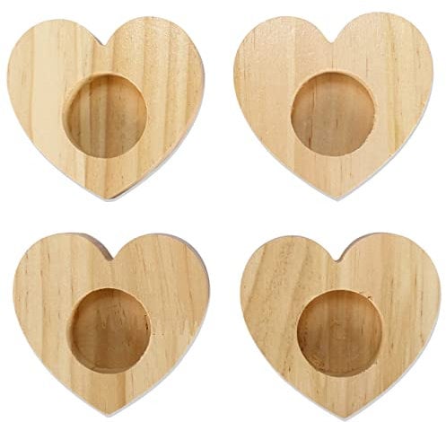 4 Eierbecher aus Holz - Hochwertige Oster Dekoration - perfekt für Brunch und Frühstück - Tischdekoration zu Ostern - Herz