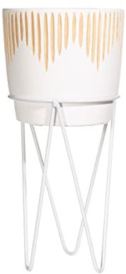 Sass & Belle White Sgrafitto Planter With Wire Stand