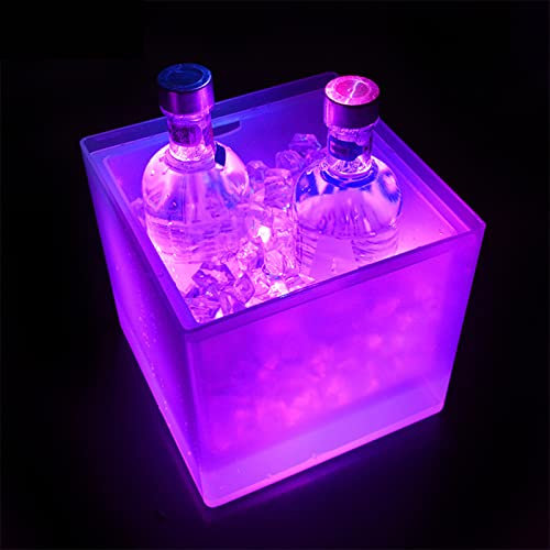 FGYZYP Seau à glace à LED de 3,5 L en plastique lumineux avec changement de couleur, alimenté par piles, pour la maison, le bar, la fête, le mariage, le club, le rafraîchissement de boissons, le