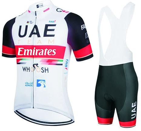 2022 Pro Team UAE Radtrikot Set für Herren, atmungsaktives MTB Radtrikot Trägerhose Kits GEL Paddad (M)