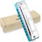 Conjurer Blues Mundharmonika D-Dur Anfänger& Kinder Blues Harp D 10-Loch Diatonische Harmonika Instrument Muntamonika mit hochwertigen Messing Stimmzungen und Hervorragender Klang, 1002 D Dur, Silber