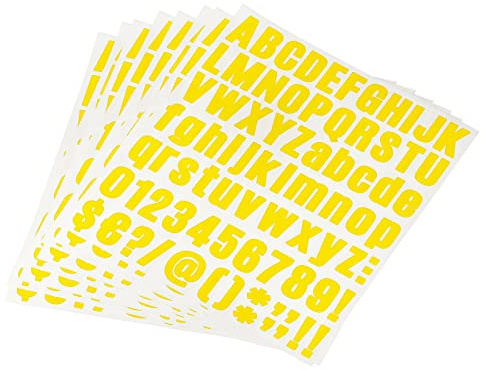 sourcing map Letter Number Stickers Kit, 1 Inch Vinyl Self Adhesive Waterproof Alphabet Decals for Mailbox Address Sign DIY Crafts Card, 648 Pcs 8 Sheet Yellow