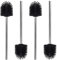 Qulable Silicone Toilet Brush, 4 Pack Stainless Steel Toilet Brushes with Soft Bristle, Bathroom Cleaning Brush (Silicone Black)