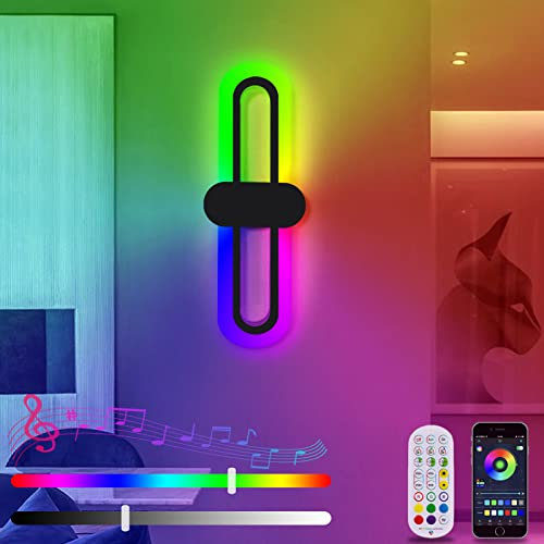 ANKBOY LED Wandleuchte Innen Dimmbar Wandlampe mit Fernbedienung App-Steuerung, RGB Farbwechsel Lampe Musikalischer Rhythmus Timer Funktion, 40cm Deko Wandbeleuchtung für Schlafzimmer Wohnstube