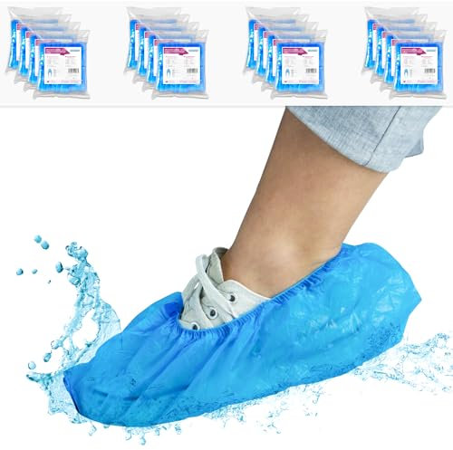 ARNOMED 2000x Schuhüberzieher Einweg [WASSERDICHT], Galoschen, Schuh Überzieher Einweg, Starke Überschuhe Latexfrei, Einheitsgröße Wasser, und Staubdicht, Klassik 3g Starkem CPE Material