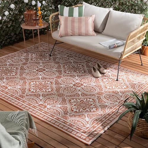 FRAAI | Home & Living In- & Outdoor Teppich - Summer Oriental Terracotta - Wetterfest - Polypropylen - Flachgewebe - Balkon, Garten/Terrasse - Terrasse - Rug