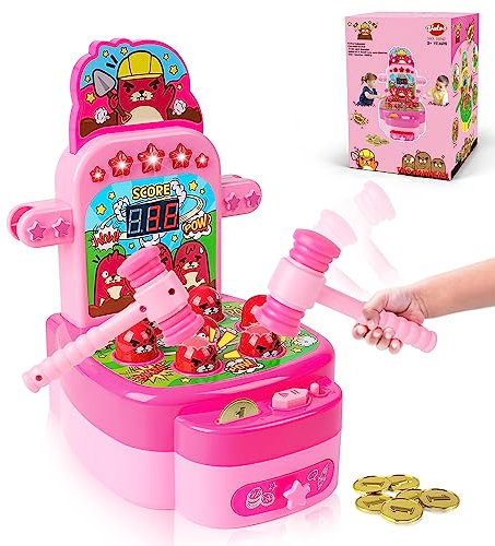 VATOS Whack Spiel,Schlag den Maulwurf,elektronisches Mini Arcade Spielzeug,Münzspiel mit 2 Hämmern,interaktives pädagogisches für Kleinkinder,Kinder,Mädchen und Jungen im Alter von 3-6 Jahren