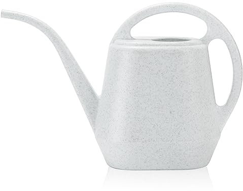 Fasmov Arrosoir en plastique avec poignée confortable, petit arrosoir de jardin à long bec pour plantes d'intérieur et d'extérieur, gris blanc