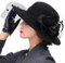 Damen-Fedora-Hut mit Schleier, Schlapphut, Filz, Kirchenparty, Vintage-Stil, 1920er-Jahre, eleganter Fascinator, klein, Schwarz, Small