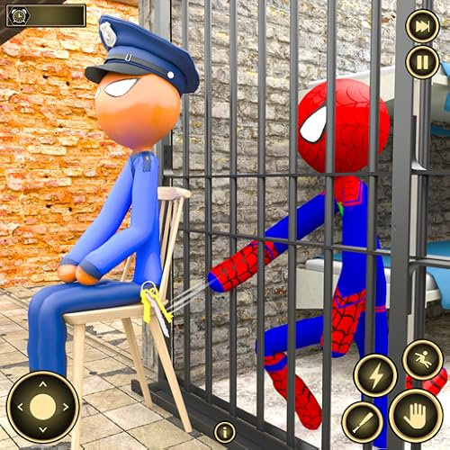 Stick Spider Hero Crime City Prison Rope Fight 3D Escape from Prison