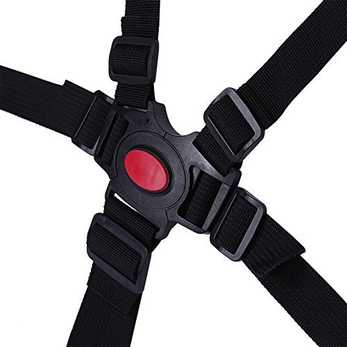 Strapazierfähiger Baby-Sicherheitsgurt, 5-Punkt-Gurt, Schwarz, Sicherheitsgurt für Kinderwagen