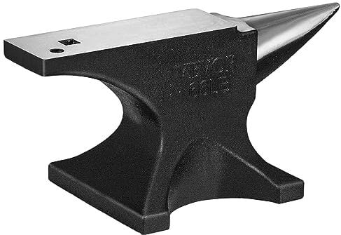 VEVOR Yunque de Herrero 30 kg Yunque de Acero Fundido de Un Solo Cuerno Mesa de Trabajo 263x88 mm Dureza 50HRC con Agujero Redondo de 16 mm y Agujero Cuadrado de 19 mm para Taller de Metales Joyería