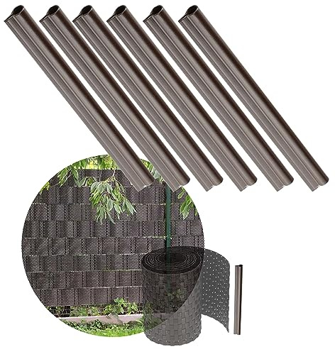 KADAX 6er Set Klemmschienen für Sichtschutzstreifen, Befestigungsclips aus Kunststoff, Klemmstreifen, Clips für Zaunfolie, Endclips (Set, Dunkelbraun)