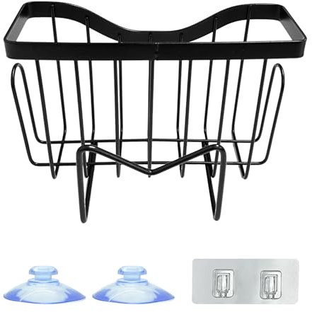 1 porte-éponge pour évier et deux ventouses, pas besoin de percer des trous, boîte de rangement pour éponge de cuisine, étagère de rangement, convient pour le rangement dans la cuisine et la salle de