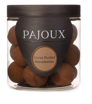 Pajoux Cocoa Dusted Macadamias (Small) 145g | Milk Chocolate - Chocolate Nuts - Cocoa Dusted Covered Nuts - Milk Chocolate Covered Nuts - Whole Macadamia Nuts - Palm Oil Free - Chocolate in a Gift Jar
