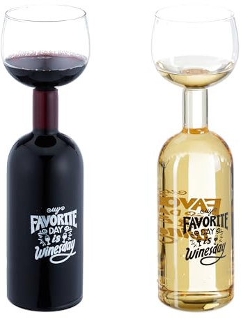 Relaxdays Weinflasche Glas, XL Weinglas mit Spruch, Fun Geschenk für Weinliebhaber, Weinflaschenglas 750 ml, transparent