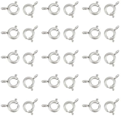UNICRAFTALE 30 Stk Federringverschlüsse 6mm Edelstahl Federverschlüsse Runde Verschlüsse Für Halsketten Armbänder Geschlossene Ringverschlüsse Metall Schmuck Zubehör Für DIY Schmuckherstellung