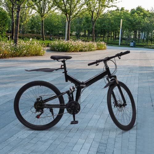 26 Zoll 21-Gang Mountainbike Fahrrad Klappfahrrad Mtb Jugendfahrrad Vollgefederte Mountainbikes Klappbares Scheibenfahrrad für Erwachsene Doppelbremse Faltbar Maximale Belastung 150 kg Rennrad Kohlens