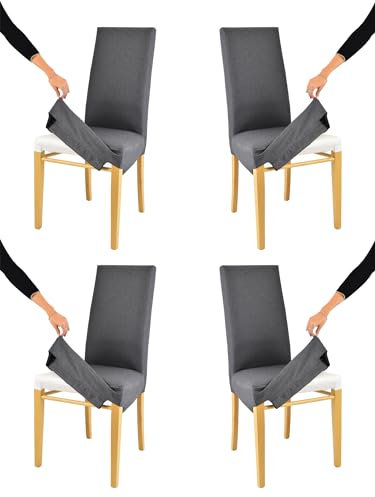 t m c s Tommychairs-4er Set gepolsterte Stühle Jazz mit herausnehmbarem Bezug,Struktur aus lackiertem Buchenholz Farbe Eiche,gepolstert und mit herausnehmbarem Bezug aus Stoff in Dunkelgrau bezogen