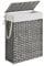 SONGMICS Wäschekorb schmal, Wäschesammler 55 L, Wäschebox aus synthetischem Rattan, mit Deckel und Griffen, geflochten, faltbar, herausnehmbarer Wäschesack, taubengrau LCB164G01