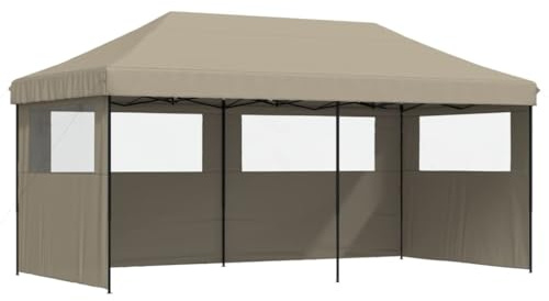 vidaXL Partyzelt Faltbar Pop-Up mit 3 Seitenteilen Taupe