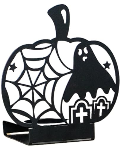 Portacandele a forma di zucca | Gufo ragnatela scavato fuori candelabro, porta zucca in metallo centrotavola Halloween decorazioni per tavolo da pranzo