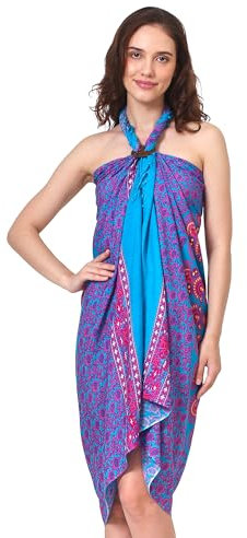 SAIVONA Sarong Pareo Damen Mandala Fransen Viskose Strandtuch Wickeltuch Wickelrock Strandrock Wickeltuch Bikini Cover Up für Badeanzug - Pink Lila Türkis Pfau
