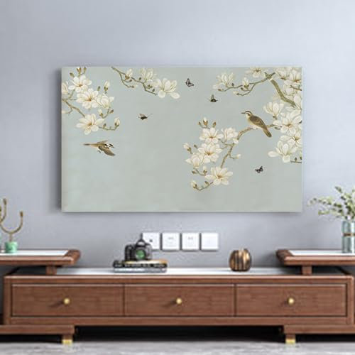 Tv-Abdeckung Für Den Innenbereich Im Pastoralen Stil Für 30–85 Zoll, Hängende Tv-displayschutzfolien Für Led, LCD, Led-flachbildfernseher, Heimdekoration Im Retro-Stil(Size:45in(105x63cm),Color:B)