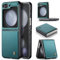 Phernykas for Samsung Galaxy Z Flip 5 Case, PU Leather and Hard PC Shell Ultra Thin Slim Rugged Protective Anti-Fingerprint Phone Cover for Samsung Z Flip 5 Case - Green