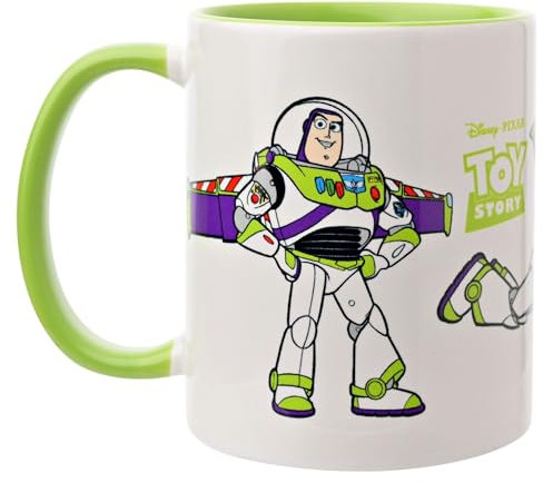 Widdop and Co. Disney Buzz Lightyear – Toy Story – Grün/Weiß glasierte Steinzeug-Icons & Villains Trinkbecher – Offiziell lizenziertes Disney-Merchendise (325 ml).